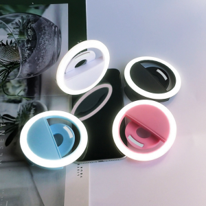 Фотографски блиц за убавина со клип за телефон Пренослив со батерија за селфи LED прстенест светло