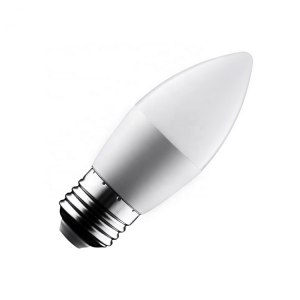 Bright Aluminum C37 LED Candle bulb with White housing and Tail
