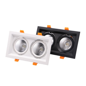 Black, White or Silver Housing Square down light Spotlight with double heads Grid Light