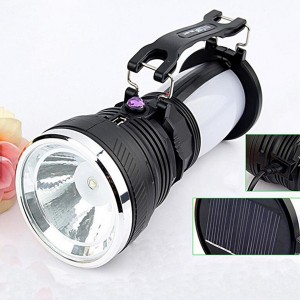 Solar Flashlight Power Rechargeable Battery LED Torch Water proof For Tent