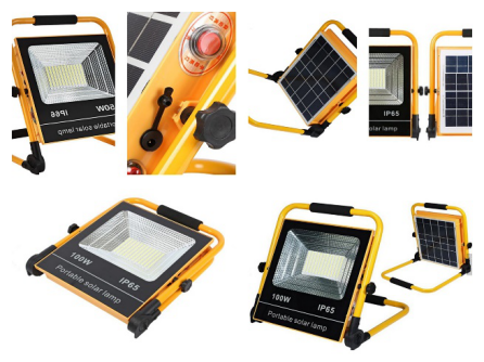 Emergency portable and DC rechargeable waterproof IP65 50w 100w solar led floodlight