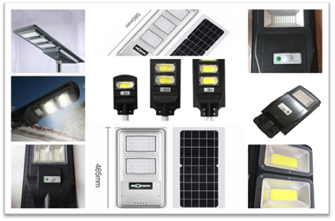 Høykvalitets utendørs ip65 vanntett veibelysning SMD&COB 200w integrert alt i ett led solcellegatelys